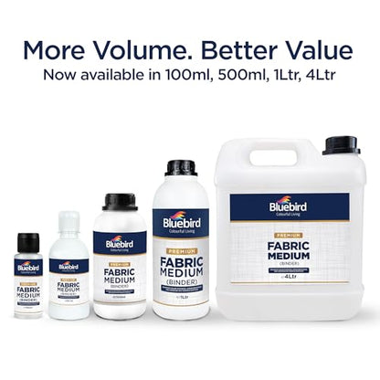 BLUEBIRD Fabric Medium - Textile Medium for Fabric Painting, Prevents Flaking, Ideal for Clothes, Accessories, and More (16.9 Fl Oz / 500 ML) - size: 16.9 Fl Oz (Pack of 1)