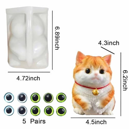 Cat Silicone Molds for Taba Squishy, Animal Taba Squishy Molds, Oversize Resin Casting 3D Fat Cat Resin, Flexible Effortless Liquid Silicone Squishy for Taba Squishy Kit, Stress Relief DIY - size: medium