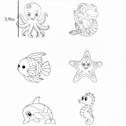 Ayhuhra 30 Sets Ocean Animals Suncatcher Crafts Under The Sea Sun Catchers Kits DIY Summer Window Paint Art for Sea Theme Party Home Decor - style: Ocean
