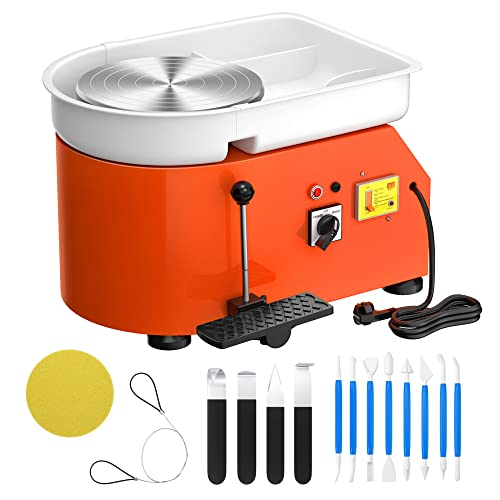 Pottery Wheel Pottery Forming Machine 25CM 350W Electric Pottery Wheel with Foot Pedal DIY Clay Tool Ceramic Machine Work Clay Art Craft (Orange) - color: orange