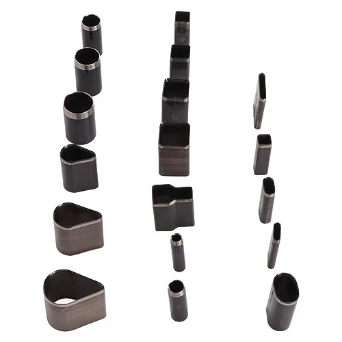 Generic 18Pcs Leather Cutter Punch, High Carbon Steel Assorted Shape Hollow Punch Cutter, Fabric Leather Clay DIY Tool with Transparent Storage Box