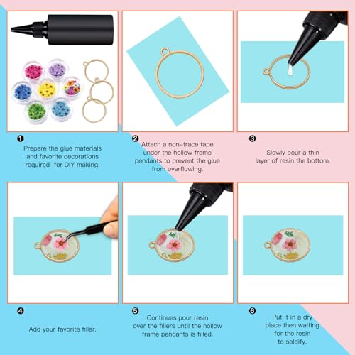 50pcs Open Bezel Pendants 5 Styles Hollow Bezel Pendants Open Frame Pendant Geometric Pressed Flower Frame for Resin Casting, Necklace, Earrings, Pressed Flower, DIY Crafts(K Gold,White K) - color: 50pcs;K Gold,White K;5 Styles