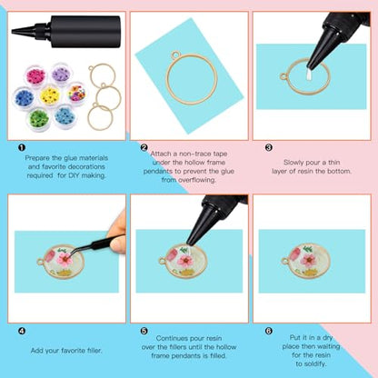 40pcs Open Bezel Pendants 10 Styles Hollow Frame Pendants Open Back Frame Pendant Geometric Hollow Bezel Pendant for Jewelry Making,Resin Casting,Pressed Flower,DIY Crafts(K Gold) - color: 40pcs;K Gold;10 Styles