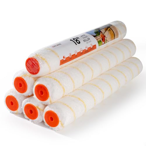 18 Inch Microfiber Paint Roller Covers, 6 Pack, Paint Rollers 18 Inch (3/8" Nap), Large Paint Rollers, Paint Supplies for Painting Walls - size: 18 Inch,6 Pack