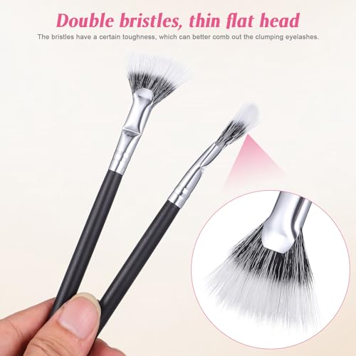 3pcs Angled Fan-shaped Eyelash Brush Set for Eyelash Extensions and Mascara Application, Double-layer Lash Applicator Tools for Precise Eye Makeup