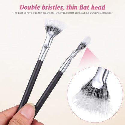 3pcs Angled Fan-shaped Eyelash Brush Set for Eyelash Extensions and Mascara Application, Double-layer Lash Applicator Tools for Precise Eye Makeup