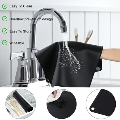 Standard Silicone Mat,Black Baking Mat-Food Grade Kids Dinner Table Placemat Non Slip Counter Mat with Raised Edges Heat Resistant Mat for Air Fryer Nonstick Pastry Dough Mat(1 Pack 23.6'' x 15.7'') - color: Black-raised Edge, size: 23.6"L x 15.7"W