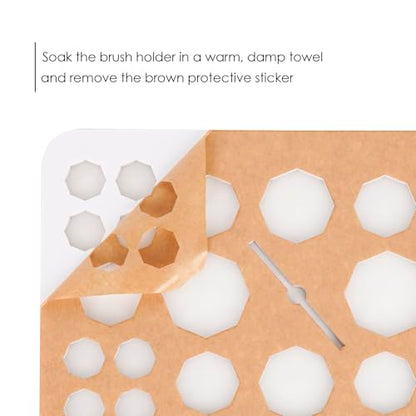 Makeup Brushes Drying Rack with Silicone Mat, Adjustable Makeup Brush Holder, Makeup Brush Display Dryer Stand, 26 Holes Acrylic Brush Organizer Stand (White) - color: White