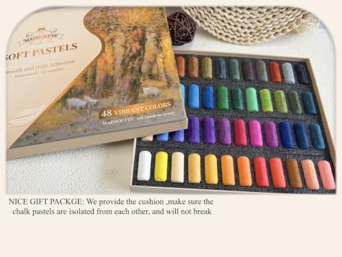 Soft Pastels for Artists Highly Pigmented Sticks 48 Vibrant Colors Professional Grade Art Supplies Smooth Blendable Pastels Set for Drawing,Painting Artists,Beginner