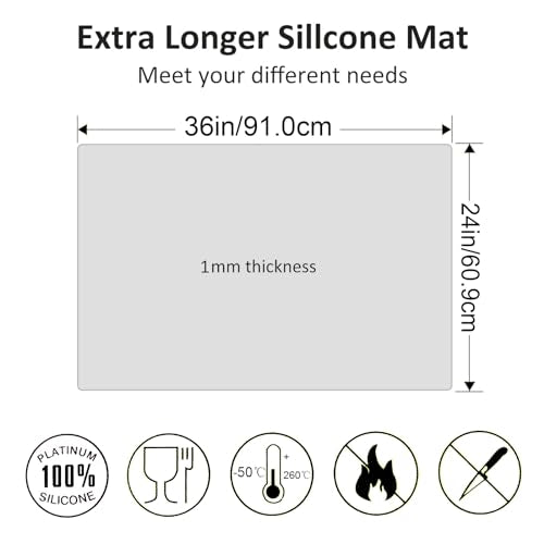 36" x 24" Extra Large Silicone Mat for Epoxy Resin, non-slip, heat-resistant, demolding, etc. (Black) - color: Black