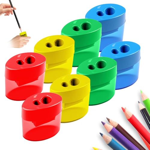 Pencil Sharpeners with Lid, Pencil Sharpeners Manual, Colored Handheld Sharpener Suitable for Kids Adults Students School Class Home Office (8pcs Oval) - color: 8pcs Oval