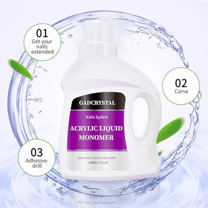 Monomer Acrylic Nail Liquid,Nail Acrylic Liquid 500ml/17fl.oz,Acrylic Liquid for Nails,Acrylic Liquid Monomer,Acrylic Liquid for Acrylic Powder Nails Extension for Nail Art - color: 500ml