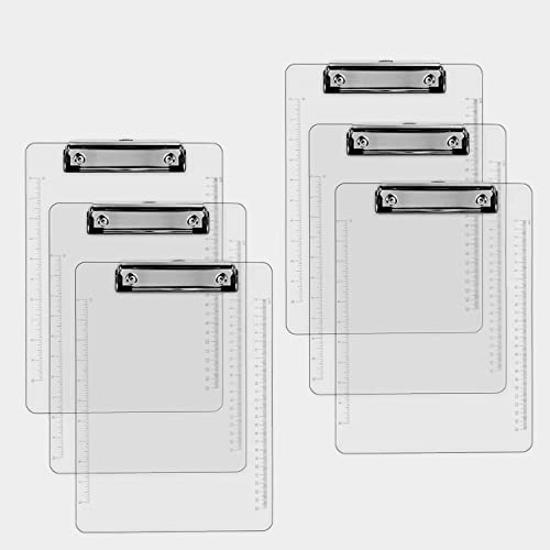 PERFORMORE Clear Acrylic Clipboards 6-Pack | 12” x 9” Letter-Size Writing Boards | Durable Transparent Plastic with Silver Low-Profile Clips | Ideal for Office, School, Events, and Seminars - style: 6 Pack SILVER