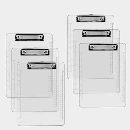 PERFORMORE Clear Acrylic Clipboards 6-Pack | 12” x 9” Letter-Size Writing Boards | Durable Transparent Plastic with Silver Low-Profile Clips | Ideal for Office, School, Events, and Seminars - style: 6 Pack SILVER