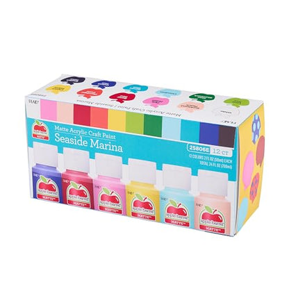 Apple Barrel Acrylic Craft Paint Set, Seaside Marina, Includes 12 Colors with a Matte Finish