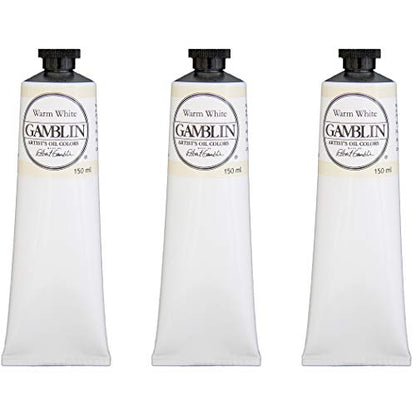Gamblin Artist Oil Paint Set for Professionals - Warm White - 150ml Tubes - 3 Pack - color: Warm White, size: 5.07 Fl Oz (Pack of 3)
