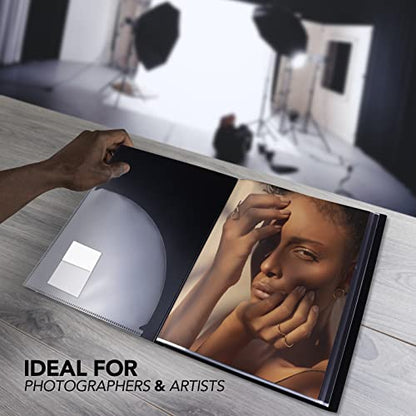 ITOYA Original Art ProFolio 18x24 Black Photo Album Book with 48 Pages - Protective Binder with Plastic Sleeves