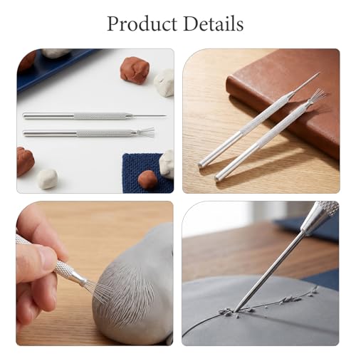 SOESFOUFU 4 Sets Ceramic Clay Needle Tools, Stainless Sculpture Needle Supplies for Clay Ceramic Pottery Sculpting Texturing Carving