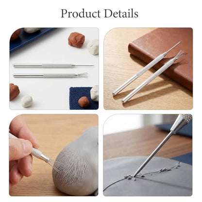 SOESFOUFU 4 Sets Ceramic Clay Needle Tools, Stainless Sculpture Needle Supplies for Clay Ceramic Pottery Sculpting Texturing Carving