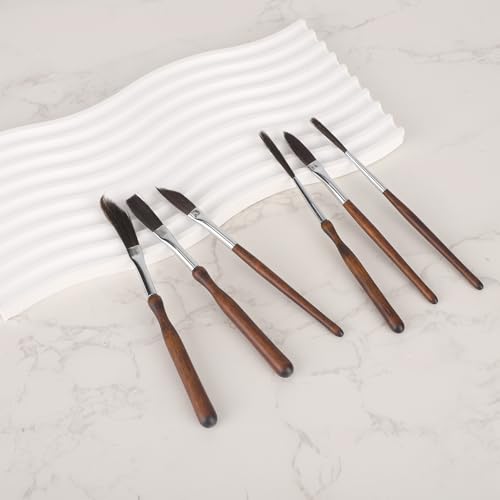 Penitue 6pcs Pinstriping Brush, High-Performance Pinstripe Lettering Paint Brush Kit Set with Dagger Flat-Tipped Sword-Shaped Long Cat-Tongue & Liner Brushes for Fine Lines & Decorative Painting