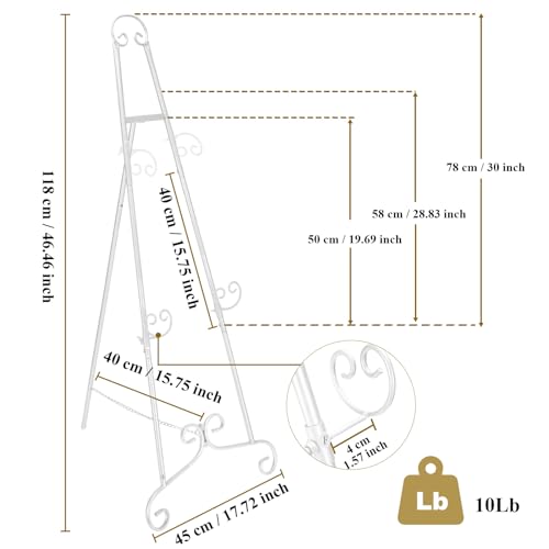 White Easel Stand for Sign, Adjustable Display Easel Stand with Chain, Wedding Poster Stand, Perfect for Displaying Photos, Artwork, Picture Frames etc - color: White