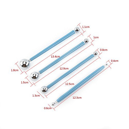 4PCS Modeling Ball Tools, Fondant Dotting Tools, Clay Sculpting Tool Set, Double Ended, for DIY Ball Modeling