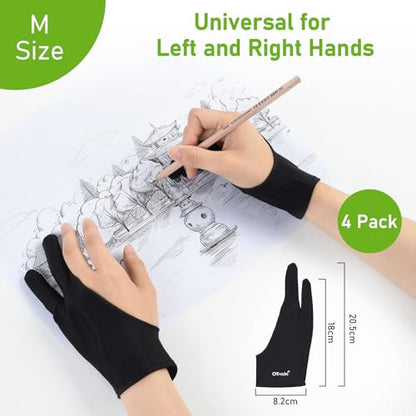 OTraki 4 Pack Artist Drawing Gloves for Digital Tablet Paper Sketching - size: Medium
