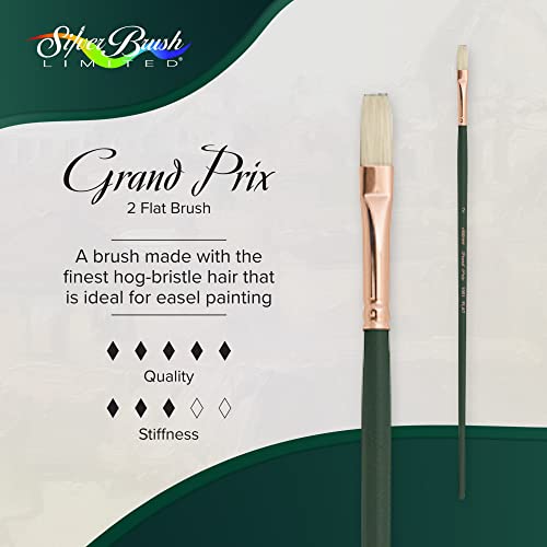 Silver Brush 1001-2 Grand Prix Premier Long Handle Hog Bristle Brush, Flat, Size 2 - size: Size 2