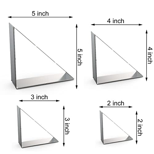 45/90 Degree Triangle Cookie Cutter Set - 5 inch, 4 inch, 3 inch, 2 inch - Half Square Right Angle Triangle Geometric Frame Plaque Cookie Cutters Shapes Molds - Stainless Steel - color: Triangle-45/90 Degree
