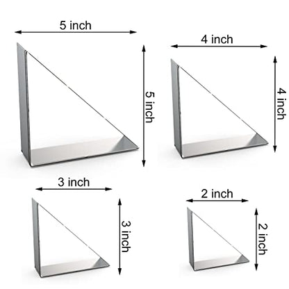 45/90 Degree Triangle Cookie Cutter Set - 5 inch, 4 inch, 3 inch, 2 inch - Half Square Right Angle Triangle Geometric Frame Plaque Cookie Cutters Shapes Molds - Stainless Steel - color: Triangle-45/90 Degree