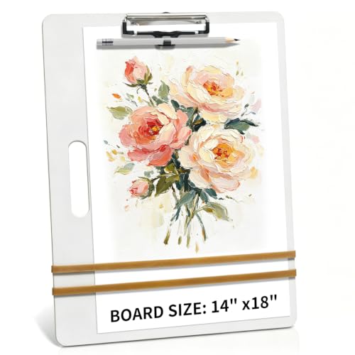 14"x18" Sketch Board with Dry-Erase Surface, Drawing Board with Metal Clip & Elastic Bands, Portable Art Board for Kids, Students, Painting, Sketching, Drawing Art Supplies(Ti White) - color: White, size: 14"*18"