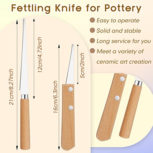 Amylove 3 Pieces Pottery Tools Cutting Clay Trimming Tool Includes Wood and Wire Bevel Cutter Fettling Knife for Pottery and Ceramics and Sculpting(Natural) - color: Natural