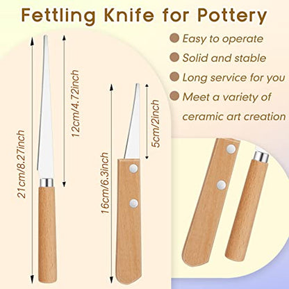 Amylove 3 Pieces Pottery Tools Cutting Clay Trimming Tool Includes Wood and Wire Bevel Cutter Fettling Knife for Pottery and Ceramics and Sculpting(Natural) - color: Natural