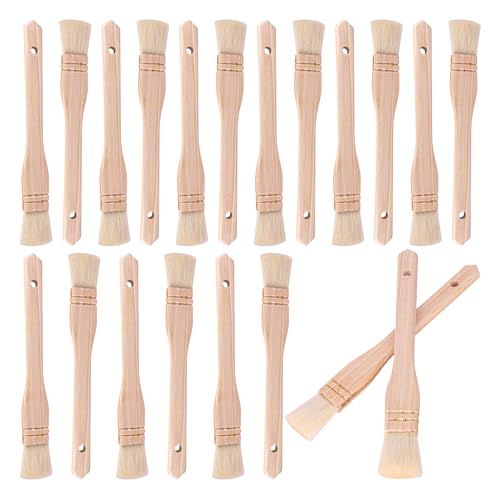20 PCS 1 Inch Flat Hake Brushes, Hake Brush with Wood Handle, Sheep Hair Hake Paint Brushes for Watercolor, Pottery, Painting Arts, Crafts - size: 20 PCS