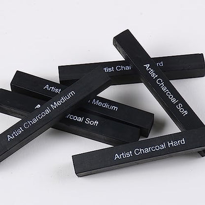 Artists Compressed Charcoal Sticks Square Black Coal Sticks Sketch Art Supplies for Drawing Sketching Shading Tool 6 PCS Art Supplies Sketch Kits Tools