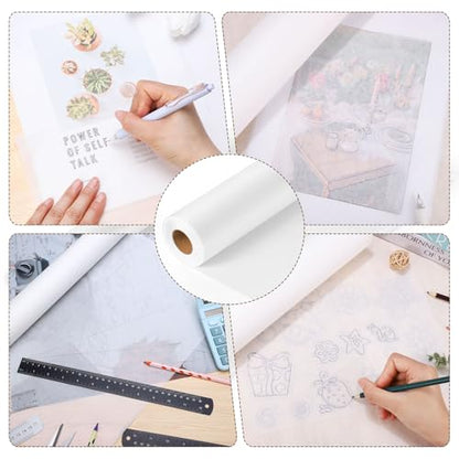 Tracing Paper Roll 24in x 75yd, White Trace Paper Pattern Paper Translucent Tracing Paper for Sewing, Drawing, Sketching, Gift Wrapping - size: 24in x 75yd