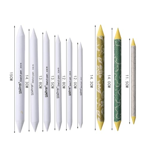 Paper Blending Stumps and Tortillions Set, Soft Rice Paper Art Blenders for Sketch Drawing, Mixing Tools for Artists and Hobbyists - color: 6 white