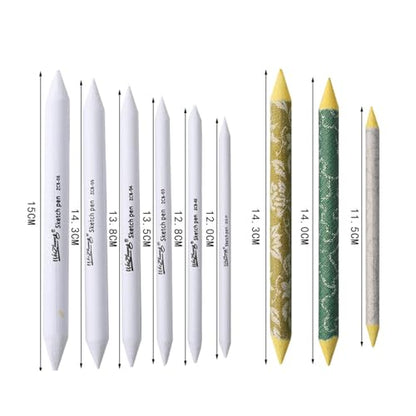 Paper Blending Stumps and Tortillions Set, Soft Rice Paper Art Blenders for Sketch Drawing, Mixing Tools for Artists and Hobbyists - color: 6 white