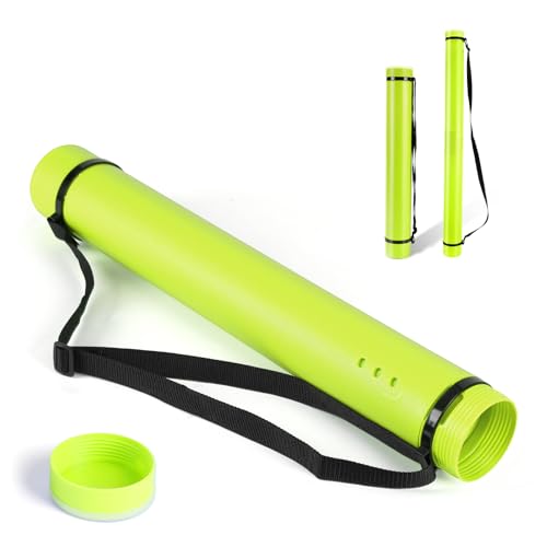 DEWEL Poster Tube, Waterproof Poster Holder Plastic Expandable Poster/Art/Document Storage Tube 24.5" to 40", Adjustable Poster Storage Blueprint Holder with Carrying Strap (Light Green-Large Size) - color: Light Green (Round), size: Large