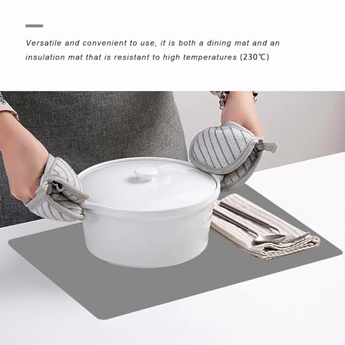 Silicone Placemats, Food-Grade Non-Slip Waterproof, Dining, Countertop Protector, Kitchen Counter Mat, Heat Resistant, Baking mat Dishwasher Safe - color: Gray, size: 15.7 x 11.8 in - 2pcs (0.03 in)