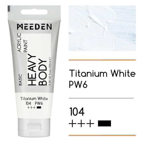 MEEDEN Titanium White Acrylic Paint: Pack of 2 Heavy Body Acrylic Paints (100ml/3.38oz x 2 Tubes) - color: Titanium White, size: 2 Tubes