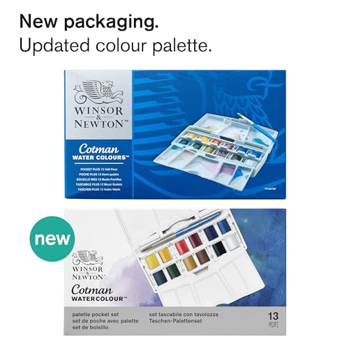 Winsor & Newton Cotman Watercolor Paint Set, Palette Pocket Set, 12 Half Pan w/ Brush - style: 12 Half Pan Palette Pocket Set