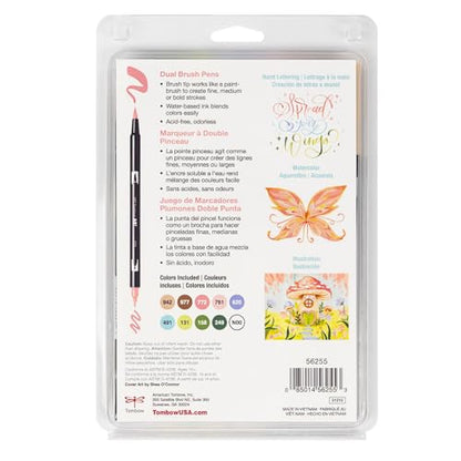 Tombow 56255 Dual Brush Pen Art Markers, Fairies, 10-Pack, Water-Based Ink, for Hand Lettering, Watercolor, Fine Art, Illustrations