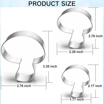 Mushroom Cookie Cutter Set-Size 3.3" 2.7" 2.2" -3-Pieces-Cookie Cutters Fondant Biscui Cutters