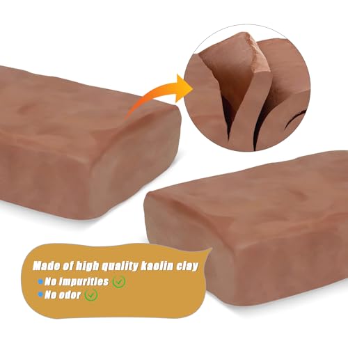 ZEHIQ Air Dry Clay-2.2lb Natural Terracotta Pottery Clay for Craft Projects | Wheel Throwing, Hand Building, Sculpting Molding, No Baking Required, Self-Hardening, Beginners & Professional Artists - color: terracotta