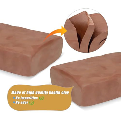 ZEHIQ Air Dry Clay-2.2lb Natural Terracotta Pottery Clay for Craft Projects | Wheel Throwing, Hand Building, Sculpting Molding, No Baking Required, Self-Hardening, Beginners & Professional Artists - color: terracotta