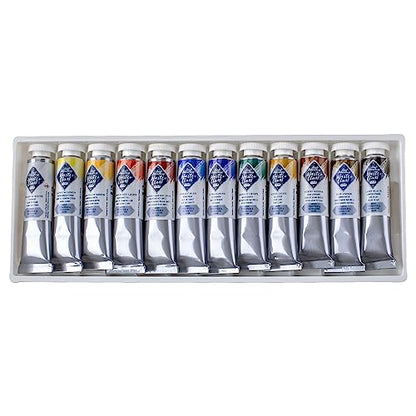 Master-Class Artists Grade Professional Tempera Paint Set 12 Vibrant Colors 18ml Tubes Buttery Consistency Ideal for Beginners and Professional Artists by Nevskaya Palitra