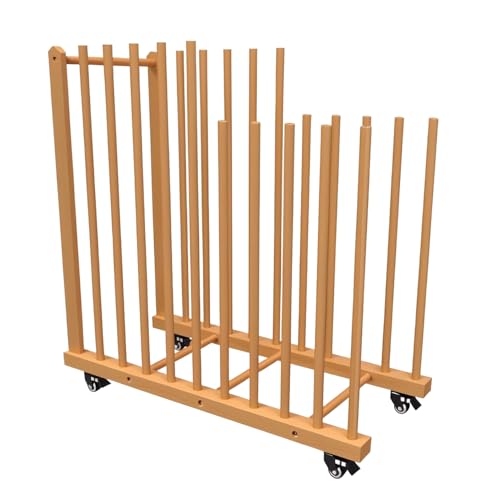 Art Storage Rack,Wood Art Drying Storage Stand with Hand&Caster Wheels , Art Canvas Storage for Art Studios,Drawing Board,Printed Matter,Gallery,Artworks