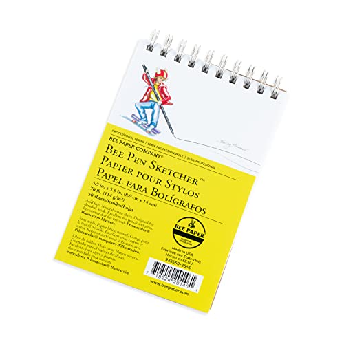 Bee Paper Company Pen Sketchers Pad, 3.5 by 5.5-Inch - size: 3-1/2-inch x 5-1/2-inch, 50 Sheet Wire Bound Pad
