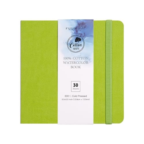 Watercolor Journal, Fuumuui 5.5"x5.5" Watercolor Book with 30 Sheets 140 LB (300 GSM) Cotton Paper for Painting, Drawing, Art Journaling, Sketchbook As Travel Notebook - size: 5.5*5.5 inch